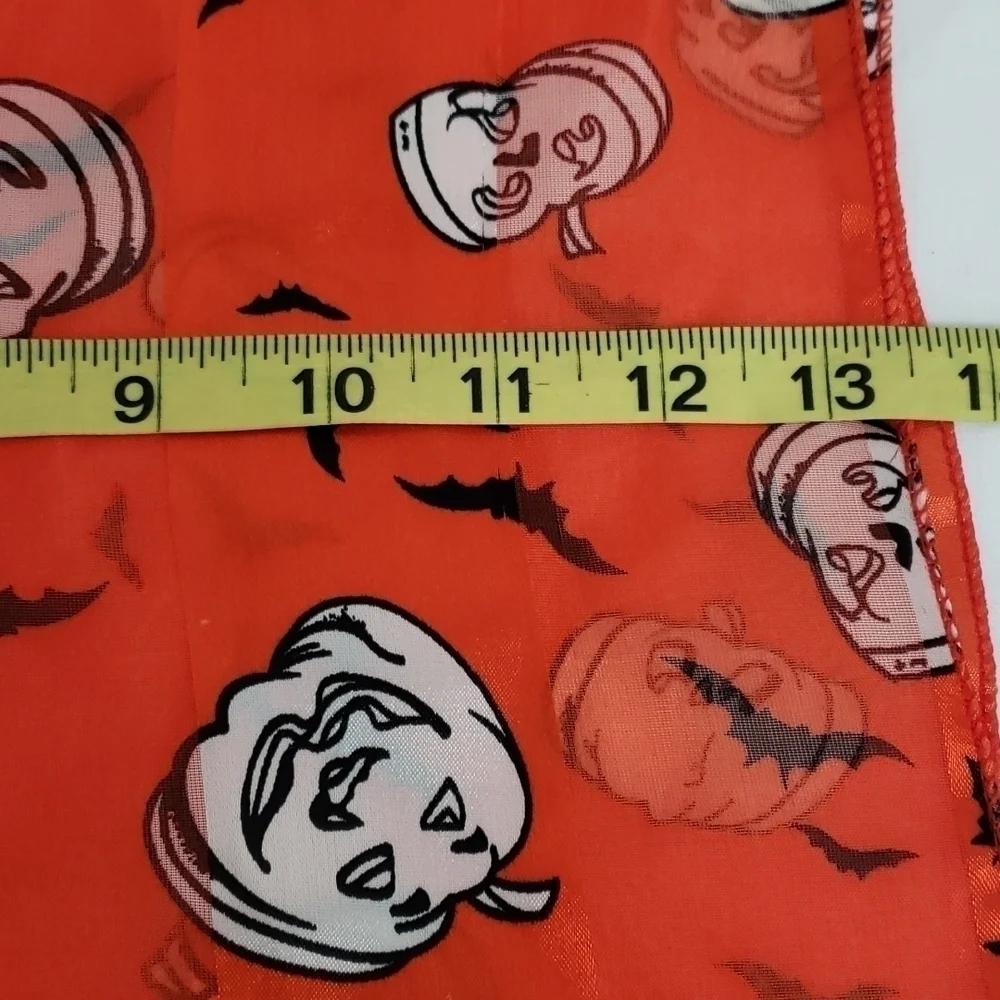 HALLOWEEN Scarf Jack O'Lanterns Bats Orange White Black EUC 60